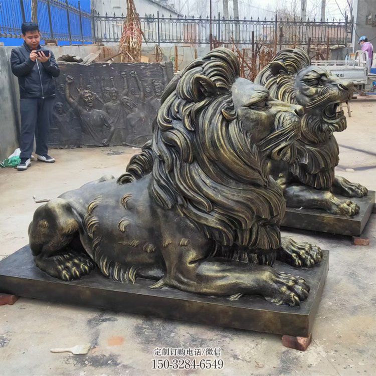 长春大型趴狮雕塑,仿铜动物雕塑,玻璃钢狮子雕塑制作 长春大型趴狮雕塑,仿铜动物雕塑,玻璃钢狮子雕塑制作